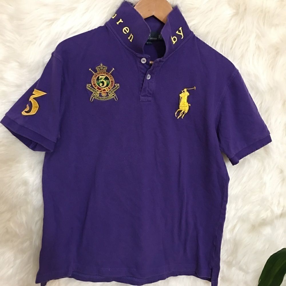 Rare Vintage Polo Ralph Lauren Logo pop collar top - Picture 2 of 10